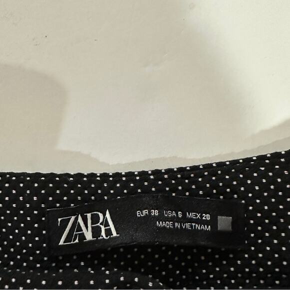 Zara Black & White Dot Print High Rise Ankle Length Dress Pants Size 6 - Picture 6 of 9